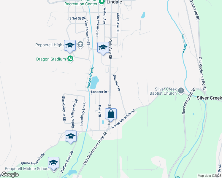 map of restaurants, bars, coffee shops, grocery stores, and more near 685a Park Avenue Southeast in Lindale