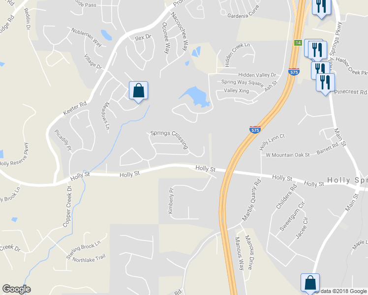 map of restaurants, bars, coffee shops, grocery stores, and more near 280 Springs Crossing in Canton