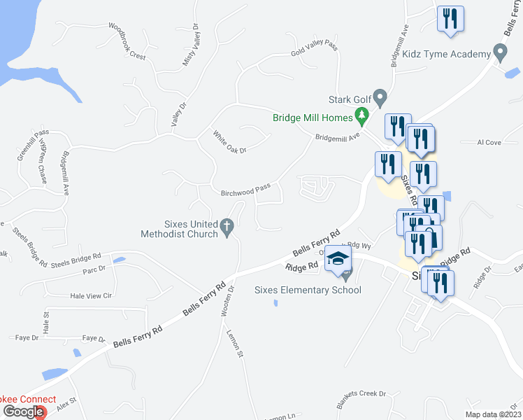 map of restaurants, bars, coffee shops, grocery stores, and more near 311 Pinehurst Way in Canton