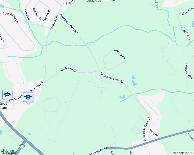 map of restaurants, bars, coffee shops, grocery stores, and more near 5356 Milford Drive in Hall County