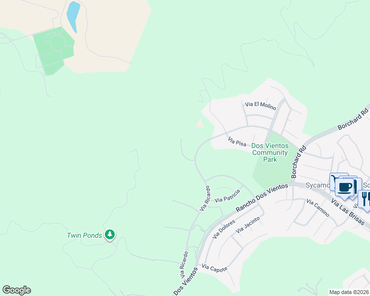 map of restaurants, bars, coffee shops, grocery stores, and more near 164 Via Sandra in Thousand Oaks