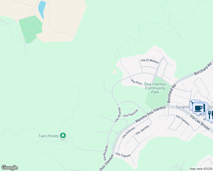 map of restaurants, bars, coffee shops, grocery stores, and more near 164 Via Sandra in Thousand Oaks