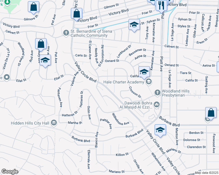map of restaurants, bars, coffee shops, grocery stores, and more near 5830 Elba Place in Los Angeles