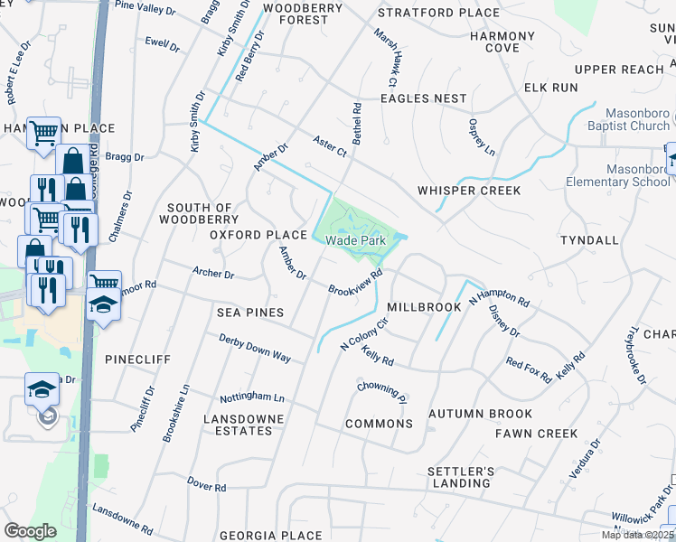 map of restaurants, bars, coffee shops, grocery stores, and more near 3531 Lakewood Place in Wilmington