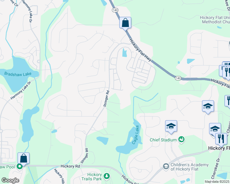 map of restaurants, bars, coffee shops, grocery stores, and more near 708 Chipping Sparrow Street in Holly Springs