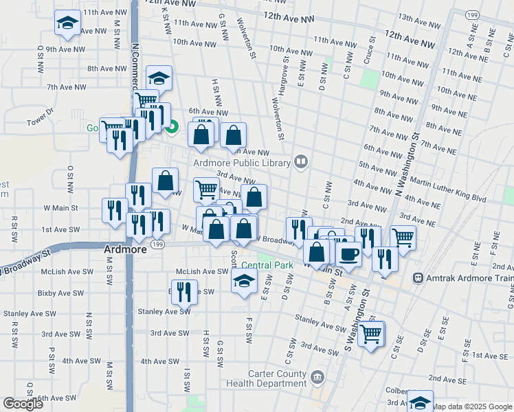 map of restaurants, bars, coffee shops, grocery stores, and more near 609 Palmer Northwest in Ardmore