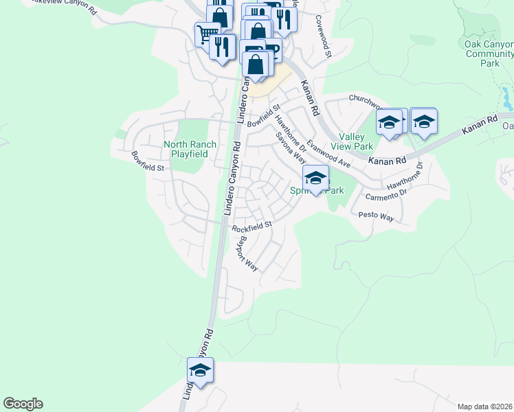map of restaurants, bars, coffee shops, grocery stores, and more near 4819 La Rosa Drive in Oak Park