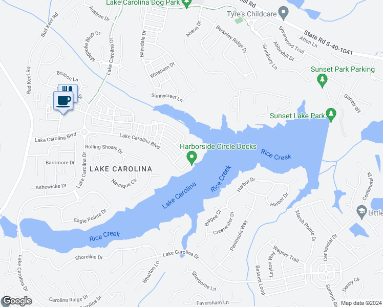 map of restaurants, bars, coffee shops, grocery stores, and more near 140 Harborside Circle in Columbia