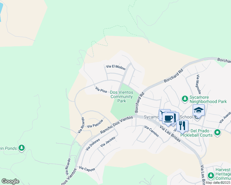 map of restaurants, bars, coffee shops, grocery stores, and more near 155 South Via el Toro in Thousand Oaks