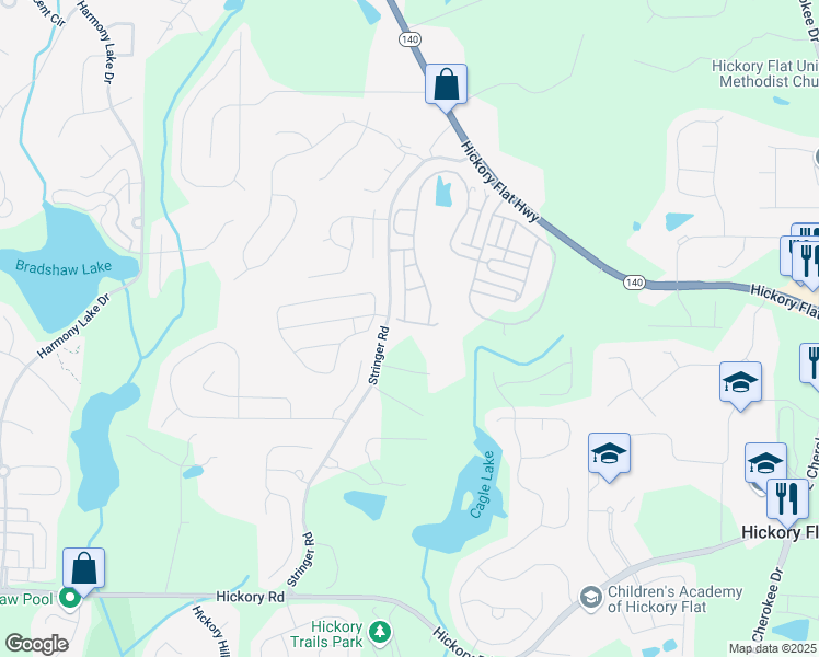 map of restaurants, bars, coffee shops, grocery stores, and more near 708 Chipping Sparrow Street in Holly Springs