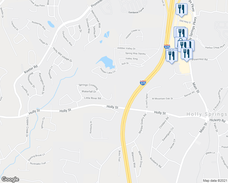 map of restaurants, bars, coffee shops, grocery stores, and more near 314 Springs Crossing in Canton