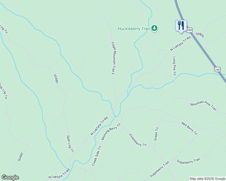 map of restaurants, bars, coffee shops, grocery stores, and more near 69 Eagle Mountain Trail East in Broken Bow