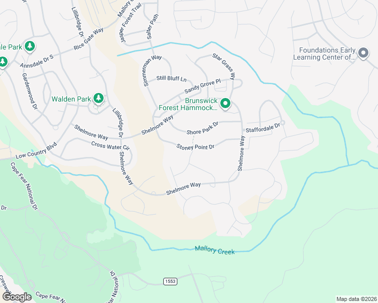 map of restaurants, bars, coffee shops, grocery stores, and more near 7000 Spalding Drive in Leland