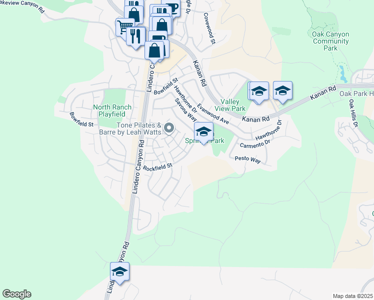 map of restaurants, bars, coffee shops, grocery stores, and more near 4928 Lazio Way in Oak Park