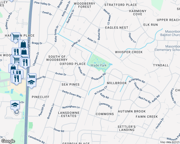 map of restaurants, bars, coffee shops, grocery stores, and more near 3539 Lakewood Place in Wilmington
