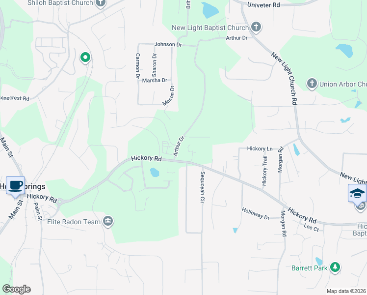 map of restaurants, bars, coffee shops, grocery stores, and more near 983 Hickory Road in Canton