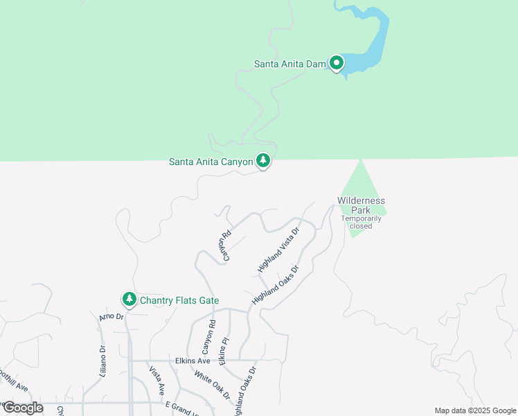 map of restaurants, bars, coffee shops, grocery stores, and more near 2225 Canyon Road in Arcadia