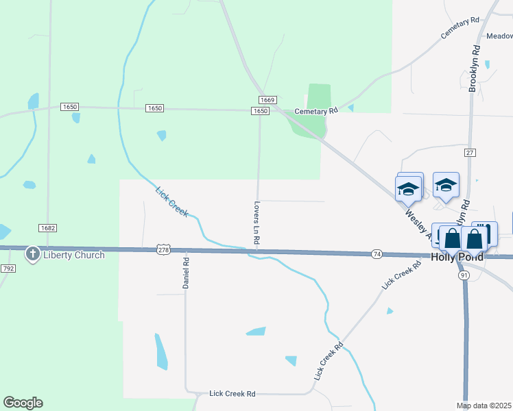 map of restaurants, bars, coffee shops, grocery stores, and more near 160 Lovers Lane Road in Holly Pond