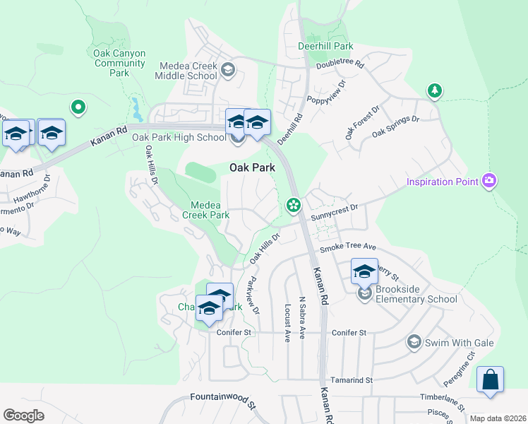 map of restaurants, bars, coffee shops, grocery stores, and more near 361 Tranquil Lane in Oak Park