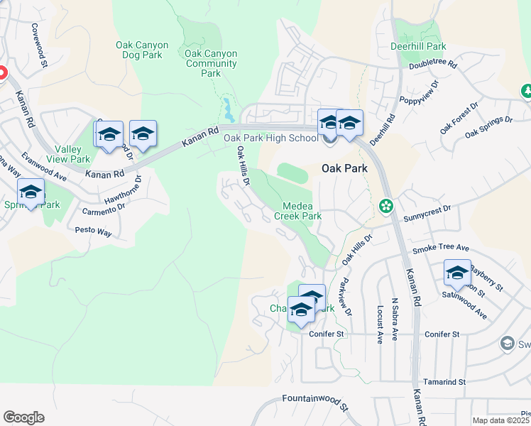 map of restaurants, bars, coffee shops, grocery stores, and more near 520 El Azul Circle in Oak Park