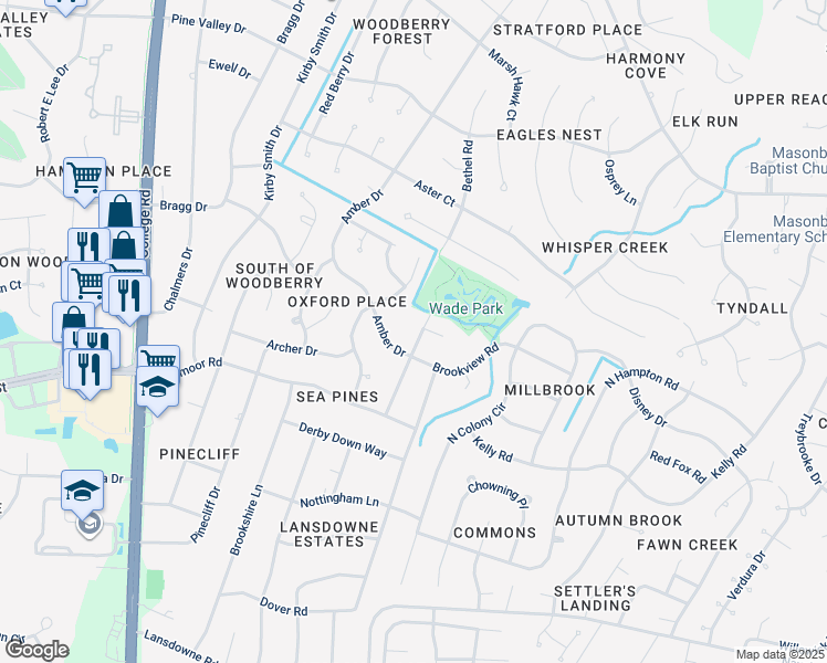 map of restaurants, bars, coffee shops, grocery stores, and more near 3522 Bethel Road in Wilmington