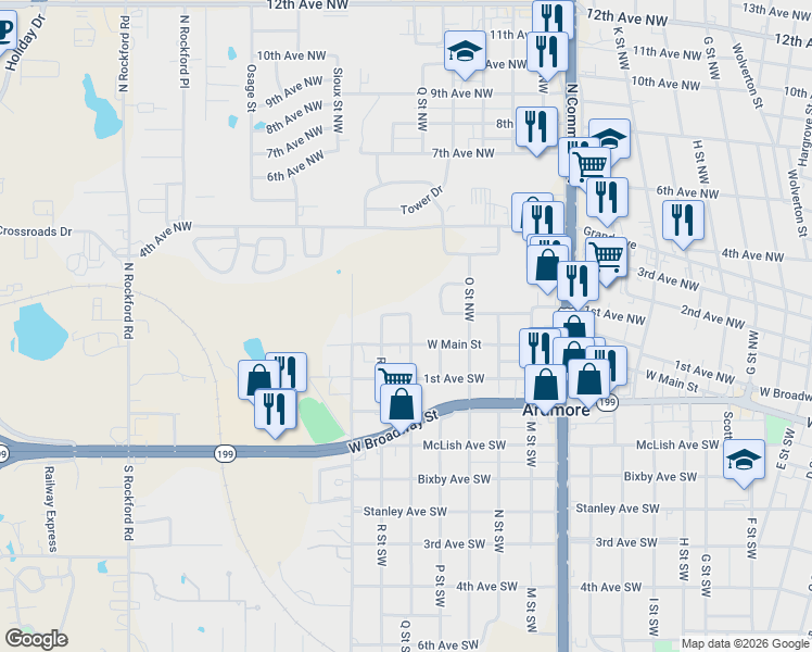map of restaurants, bars, coffee shops, grocery stores, and more near 23 Q Street Northwest in Ardmore