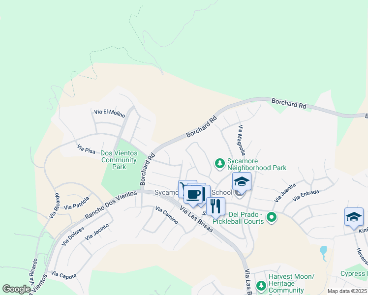 map of restaurants, bars, coffee shops, grocery stores, and more near 4791 Via Altamira in Thousand Oaks