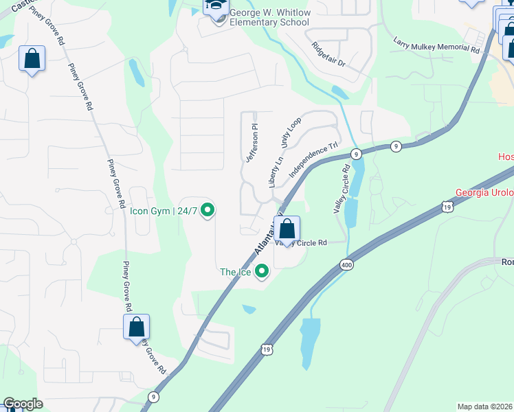 map of restaurants, bars, coffee shops, grocery stores, and more near 1115 Constitution Way in Cumming