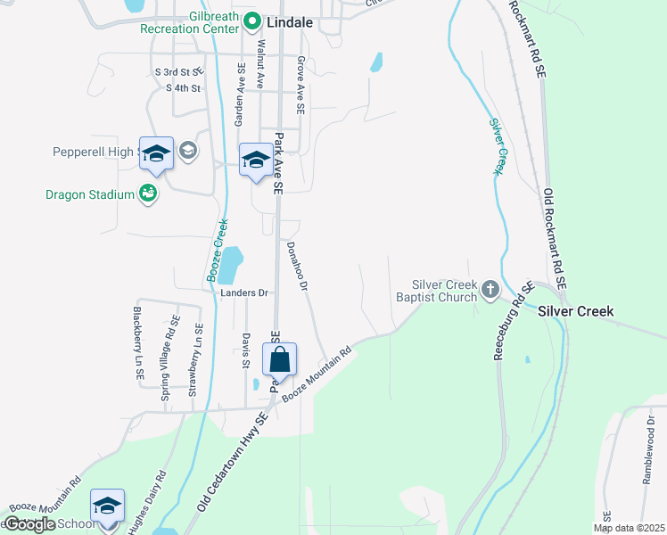 map of restaurants, bars, coffee shops, grocery stores, and more near 109 Doyle Street Southeast in Silver Creek