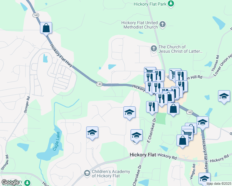 map of restaurants, bars, coffee shops, grocery stores, and more near 107 Cedar Brook Drive in Canton