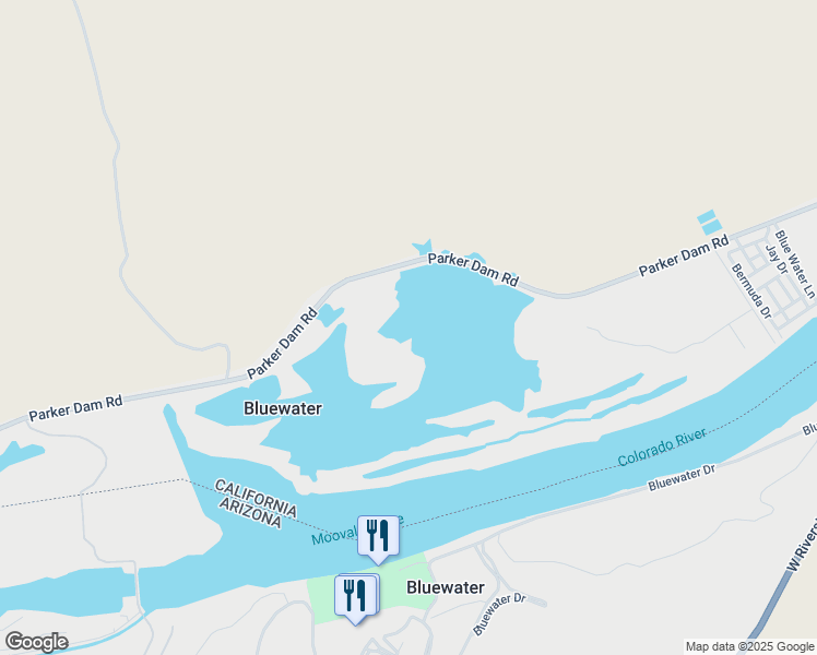 map of restaurants, bars, coffee shops, grocery stores, and more near in Bluewater