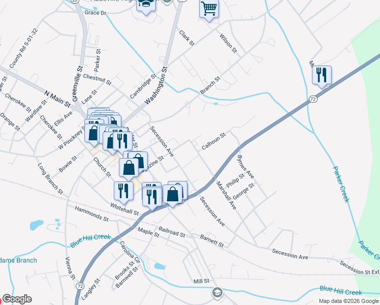map of restaurants, bars, coffee shops, grocery stores, and more near 404 Magazine Street in Abbeville