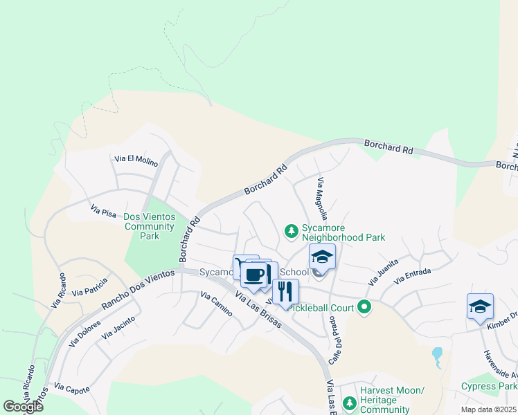 map of restaurants, bars, coffee shops, grocery stores, and more near 4747 Via Altamira in Thousand Oaks