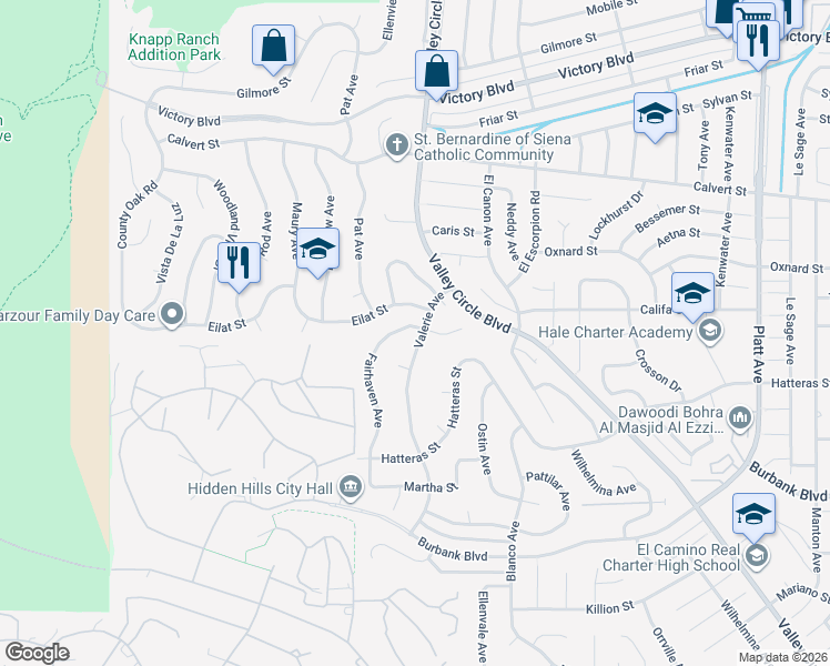 map of restaurants, bars, coffee shops, grocery stores, and more near 5890 Fairhaven Avenue in Los Angeles