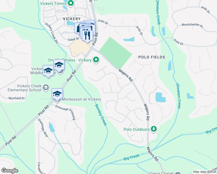 map of restaurants, bars, coffee shops, grocery stores, and more near 6525 Britannia Place in Cumming