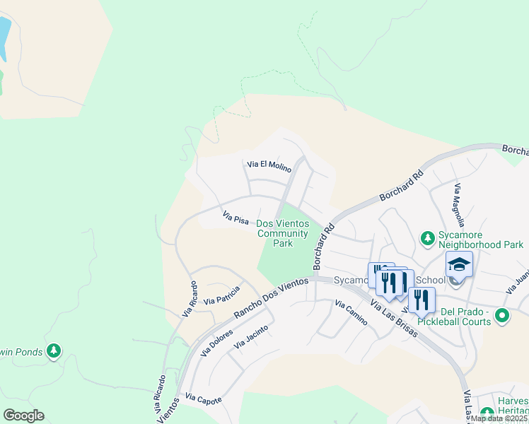 map of restaurants, bars, coffee shops, grocery stores, and more near 104 Via Pacifica in Thousand Oaks