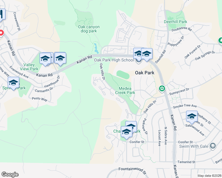 map of restaurants, bars, coffee shops, grocery stores, and more near Avenida Soledad in Oak Park
