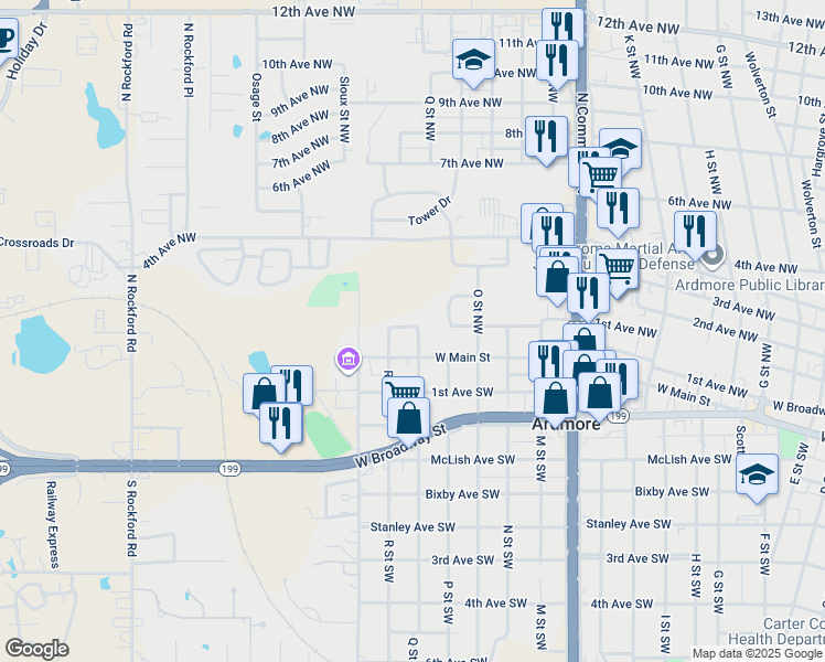map of restaurants, bars, coffee shops, grocery stores, and more near 23 Q Street Northwest in Ardmore
