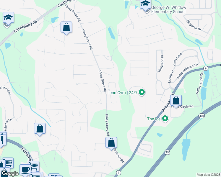 map of restaurants, bars, coffee shops, grocery stores, and more near 5329 Sherwood Way in Cumming