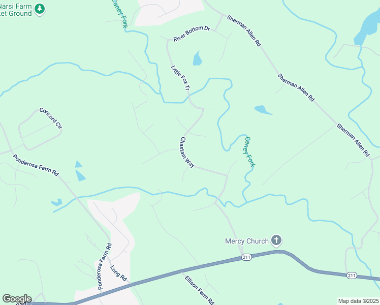 map of restaurants, bars, coffee shops, grocery stores, and more near 5209 Chastain Way in Gainesville