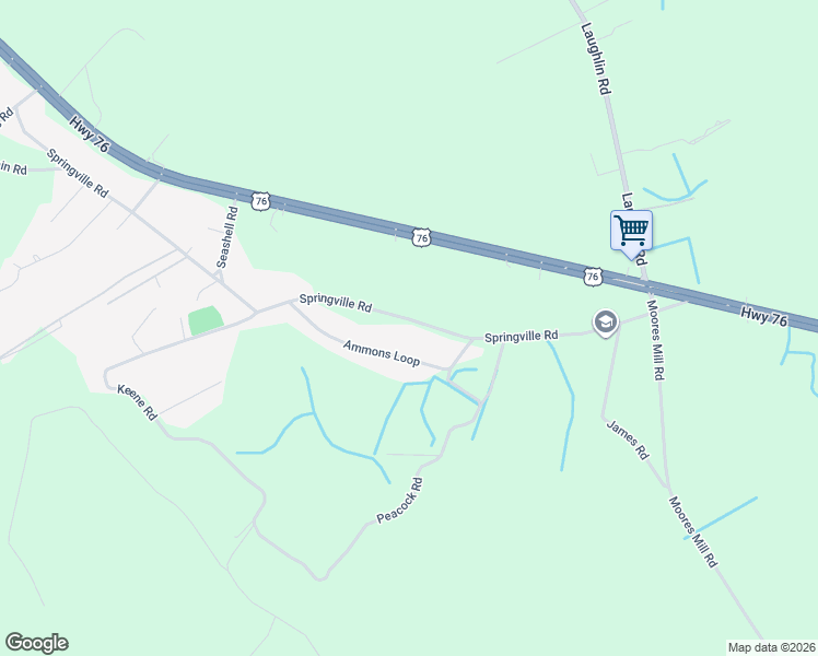 map of restaurants, bars, coffee shops, grocery stores, and more near 2833 Springville Road in Marion