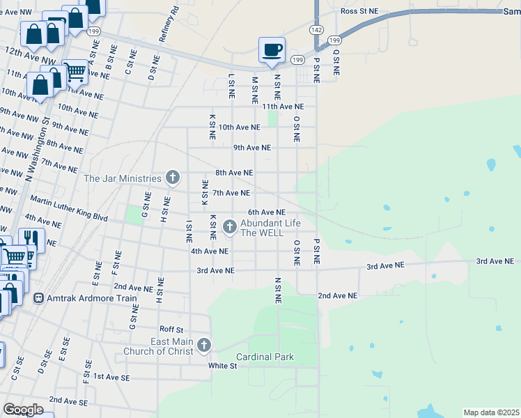 map of restaurants, bars, coffee shops, grocery stores, and more near 1211 6th Avenue Northeast in Ardmore
