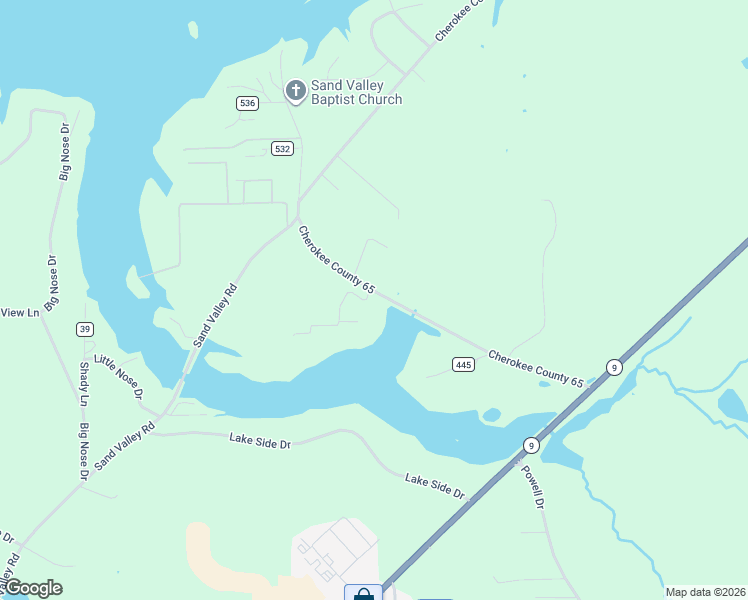 map of restaurants, bars, coffee shops, grocery stores, and more near 2358 Cherokee County 65 in Centre