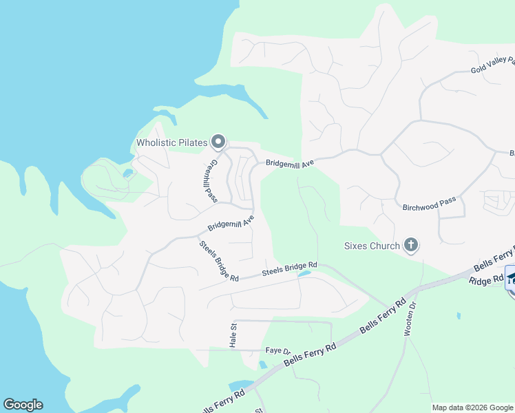 map of restaurants, bars, coffee shops, grocery stores, and more near 1028 Bridge Mill Avenue in Canton