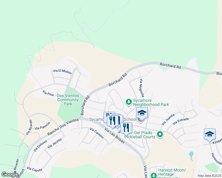 map of restaurants, bars, coffee shops, grocery stores, and more near 4751 Via Altamira in Thousand Oaks