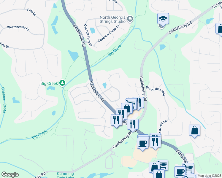 map of restaurants, bars, coffee shops, grocery stores, and more near in Cumming