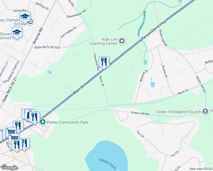 map of restaurants, bars, coffee shops, grocery stores, and more near 1126 West Street in Elgin