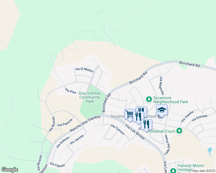 map of restaurants, bars, coffee shops, grocery stores, and more near 5011 Via Mesita in Thousand Oaks