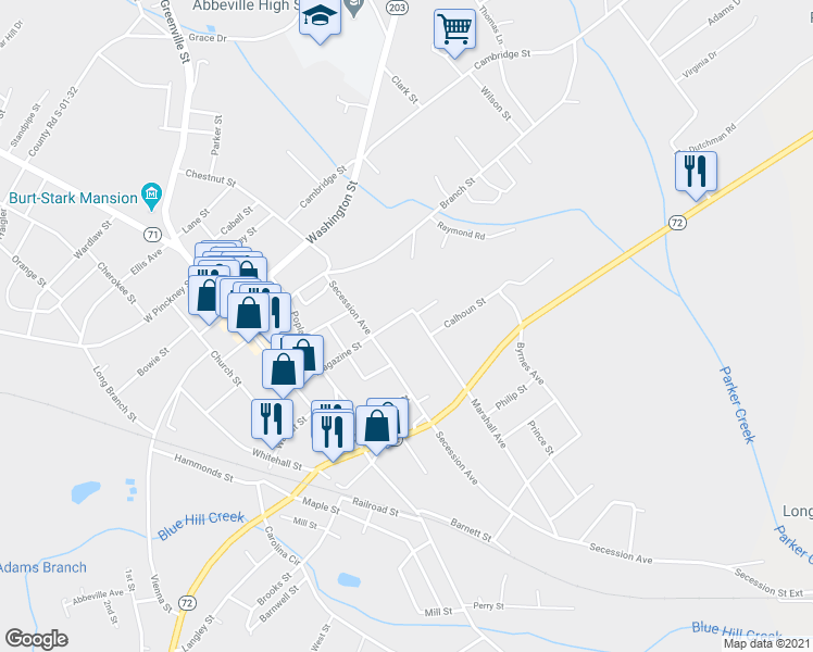 map of restaurants, bars, coffee shops, grocery stores, and more near 404 Magazine Street in Abbeville