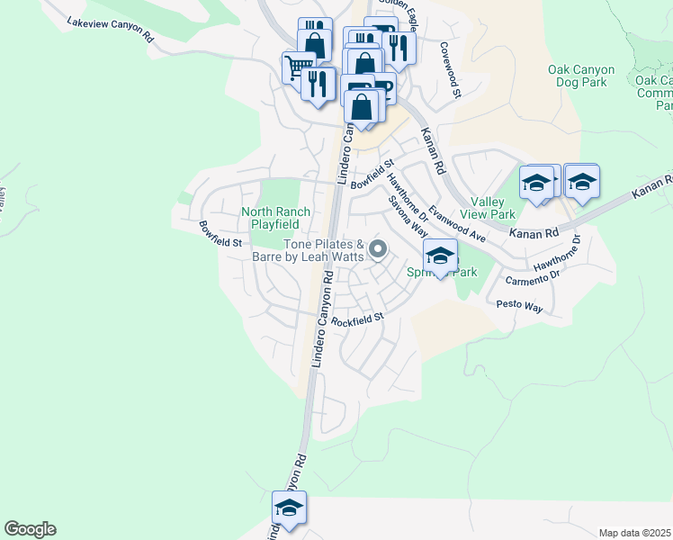 map of restaurants, bars, coffee shops, grocery stores, and more near 429 Dante Way in Oak Park